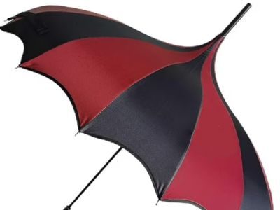 Gothic Rebel Dark Wing Black And Red Pagoda Umbrella - Bat Wing Gothic Design With Pagoda Top