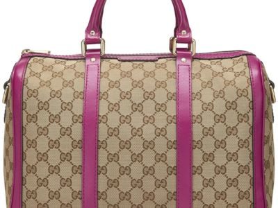 Gucci Pre-loved Pink Original GG Canvas Boston Handbag, Medium, Pink