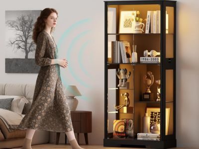 HNEBC 71” Display Cabinet Bookcases with 5-Tier and 3 Color Lights for Books Toys Liquor Black,Curio Cabinet HNEBC 71'' Display Cabinet Bookcases with 5-Tier and 3 Color Lights for Books Toys Liquor Black,Curio Cabinet