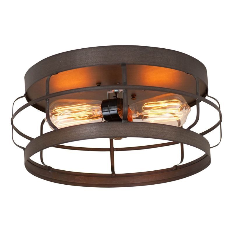 Irvins Country Tinware 11-inch Round Strap Flush Mount Ceiling Light