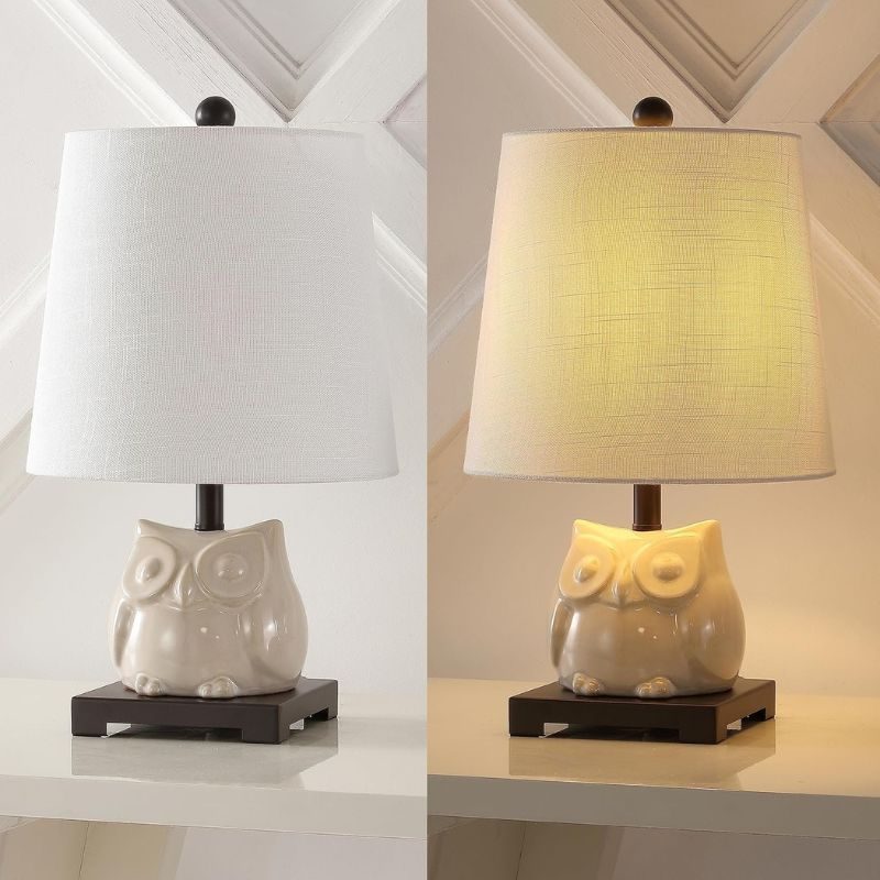 JYL3014B Justina 16" Ceramic Mini LED Table Lamp, Cottage,Transitional for Bedroom, Living Room, Office, Kids Room, Entryway, College Dorm, Bookcase, LED Bulb Included, Antique White