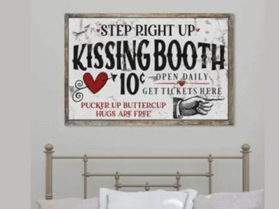 Kissing Booth Step Right Up Canvas Wall Sign-Cozy Farmhouse Look Kissing Booth Step Right Up Canvas Wall Sign-Cozy Farmhouse Look