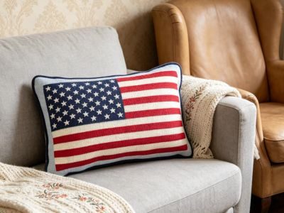 Knitted Patriotic Pillow
