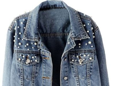 LifeShe Women's Embroidered Pearl Denim Jean Jacket Coat