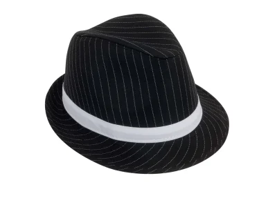 Loftus 1920s Gangster Mob Boss Costume Pinstripe Fedora, Black White
