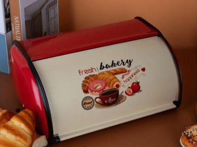 Luxury Iron Bread Box Vintage Bread Container Fresh Bakery Metal Bread Bin with Roll Top Lid