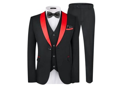 MAGE MALE Men's Slim Fit 3 Piece Suit One Button Solid Shawl Lapel Blazer Jacket Vest Pants Set