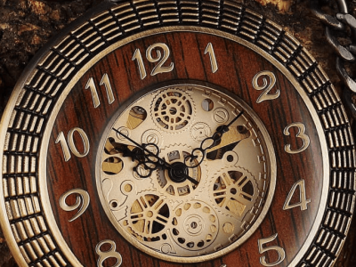 Mechanical Wind up Men Pocket Watch Dual Arabic Roman Numerals Vintage Bronze Pocketwatch with Chain Box