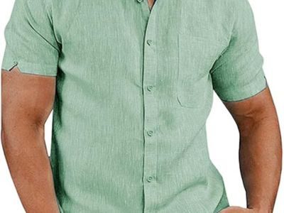 Men Summer Casual Cotton Spread Collar Beach Shirts
