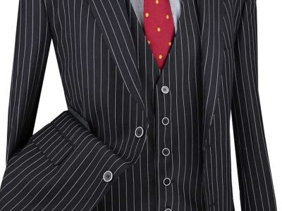 Men’s 3-Piece Men’s Gangster Stripes Single-Breasted Suit Men's 3-Piece Men's Gangster Stripes Single-Breasted Suit