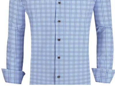 Mens Button Down Shirts Wrinkle Free 4-Way Stretch Print Business Casual Shirt
