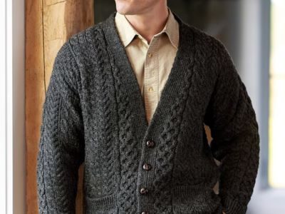 Men’s Irish Wool Button-Front V-Neck Cardigan Sweater Men's Irish Wool Button-Front V-Neck Cardigan Sweater