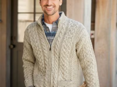 Men's Irish Wool Zip-Front Cardigan