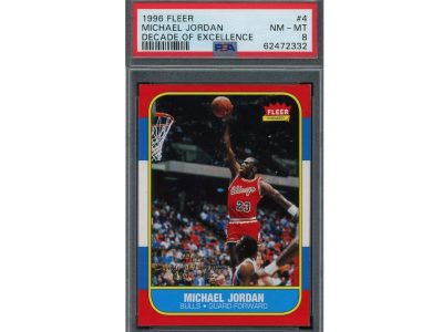 Michael Jordan 1996 Fleer Decade of Excellence Basketball Card #4 Graded PSA 8