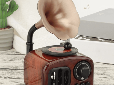 Mini Classic Wireless Bluetooth Speaker Stereo Audio Retro Vintage Record Player Model Home Room Decor Desktop Decoration Musical Gift Miniature Phonograph Shape Music Box