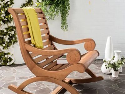 Modern Curved Wood Patio Rocking Chair
