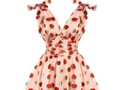 [Pre-Sale] Pink 1950s Strawberry Mesh Swing Dress