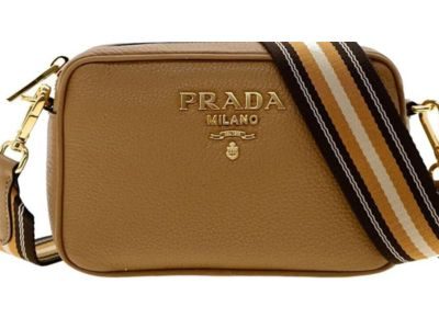Prada Milano Leather Crossbody Bag, Small, Caramel, 7W x 5H x 2.5D inches