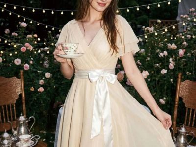 [Pre-Sale] Champagne 1950s Satin Belt Tulle Cocktail Dress