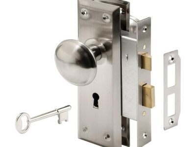 Prime-Line Mortise Keyed Lock Set with Satin Nickel Knob – Perfect for Replacing Broken Antique Lock Sets