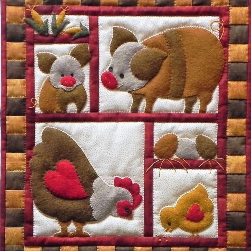 Rachels of Greenfield Ham and Eggs Wall Collage Quilt Kit - Materials and Instructions Included