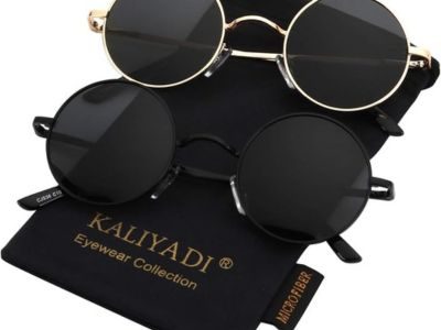 Round Polarized Sunglasses for Men Women Retro Metal Hippie Circle Style