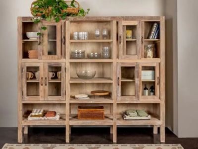 Rustic 8-Door Wood Display Cabinet SHIPS FREE Rustic 8-Door Wood Display Cabinet SHIPS FREE