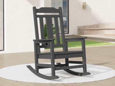 SERWALL Oversized Outdoor Rocking Chair, All-Weather Patio Rocking Chair for Adult, Gray