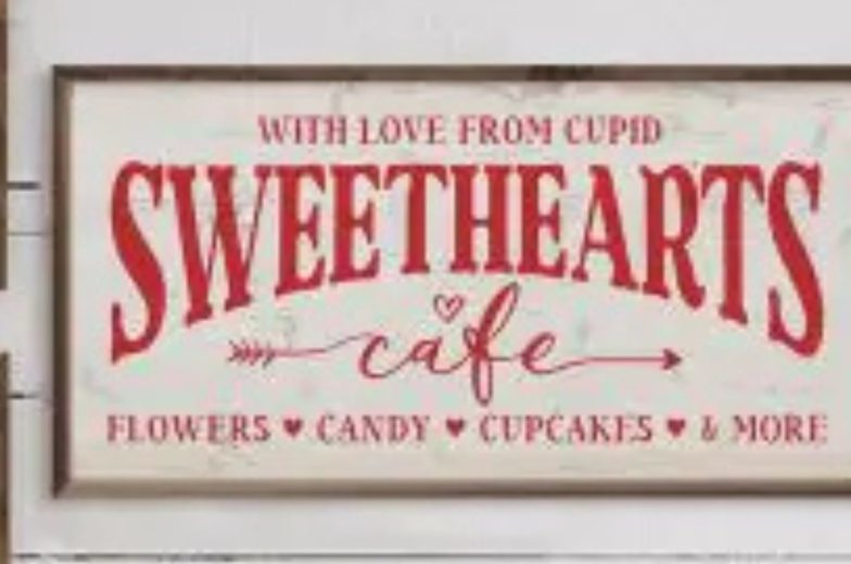 Sweethearts Cafe With Love From Cupid White Wall Art