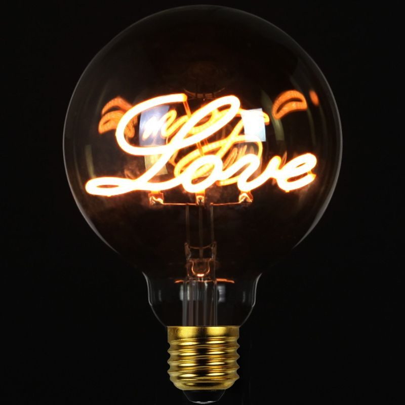TIANFAN G30 Edison Led Bulb Love Filament Vintage Light Bulb 4W Dimmable E26 Decorative Light Bulbs