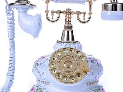 TelPal Rotary Dial Telephone Retro Old Fashioned Landline Phones with Classic Metal Bell, Corded Phone