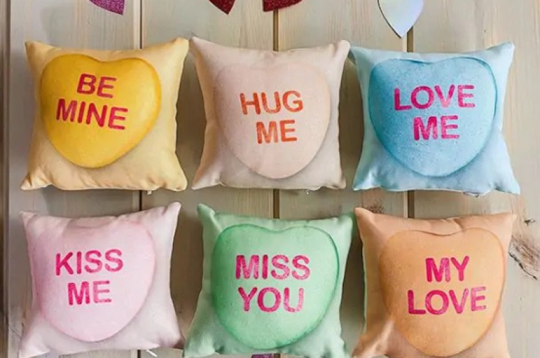 Conversation Hearts Pillow Set of 6