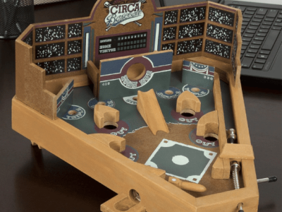 Baseball Pinball Tabletop Games - Classic Miniature Wooden Retro Sports Arcade Toy for Adult Collectors and Children