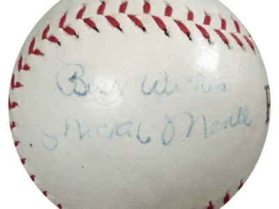 Mickey Mantle Autographed Park League Baseball New York Yankees "Best Wishes" 1950's Vintage Signature PSA/DNA