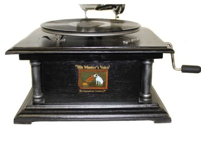 Urban Designs Antique Replica RCA Victor Phonograph Gramophone with Large Silver Metal Horn