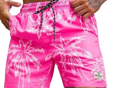 Verdusa Men's Drawstring Waist Swimwear Beach Shorts Swim Trunks with Pockets
