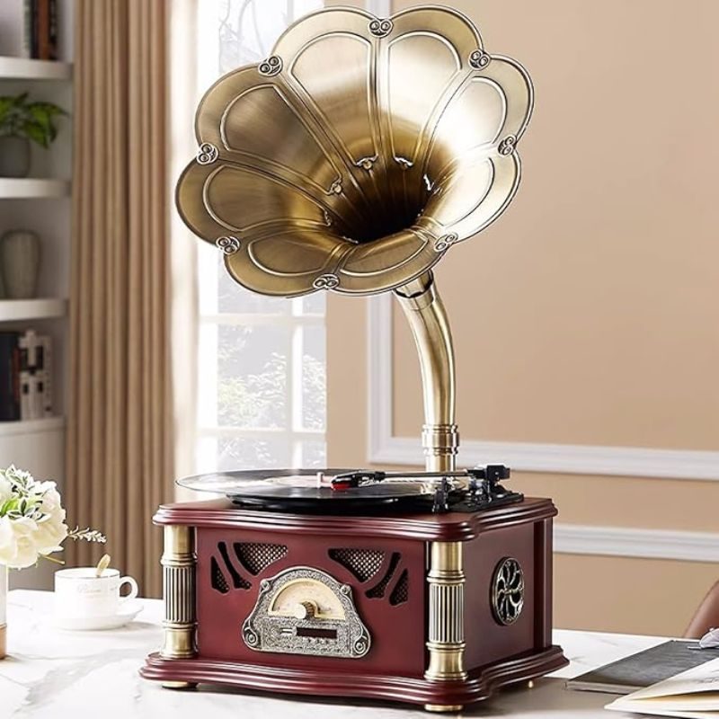 Vintage Gramophone with Bluetooth Output Vintage Record Players