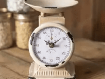 Vintage Inspired Distressed Kitchen Clock Scale