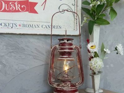 Vintage-Inspired Red Cabin Lantern