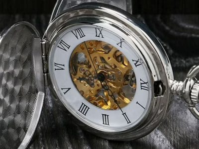 Vintage Silver Double Open Pocket Watch: Antique Style Timepiece for Him and Her, 15mm Thickness