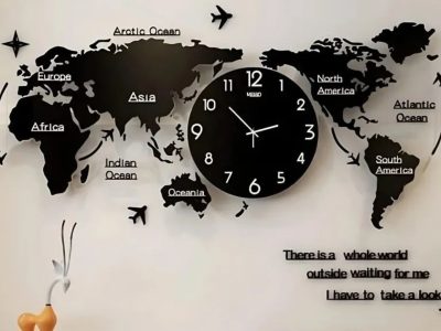 Wall Clock with World Map
