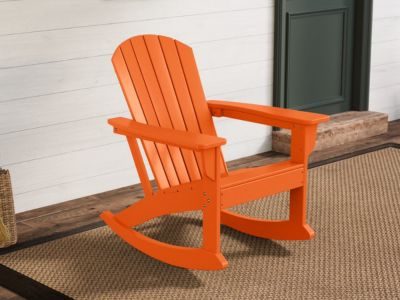WestinTrends Dylan Outdoor Rocking Chair, All Weather Poly Lumber Seashell Adirondack Rocker Chair