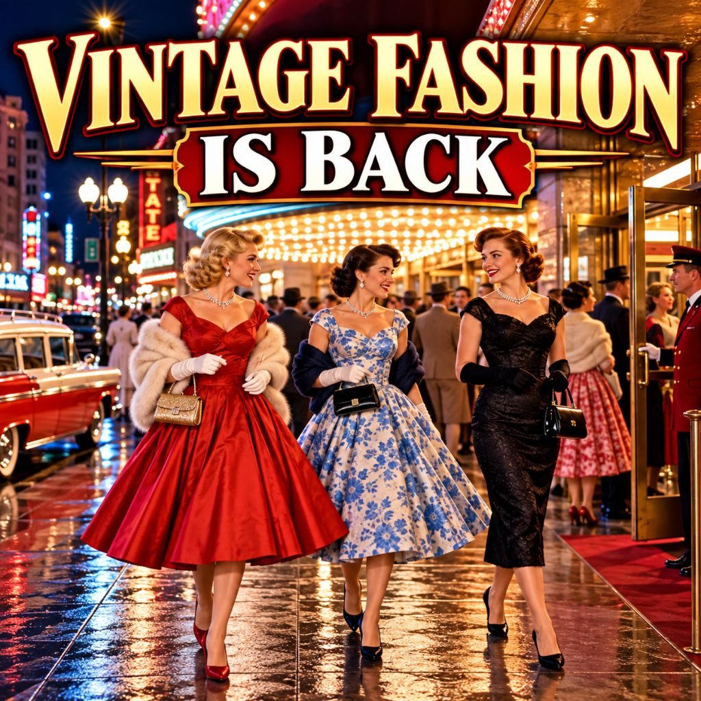 Women’s vintage fashion inspired by glamorous 1950s evening styles