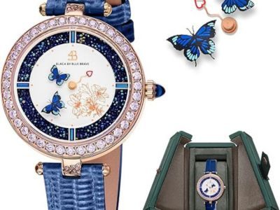 Women's Watch Butterfly Watches for Women Moving Butterflys Hands with Genuine Leather Strap