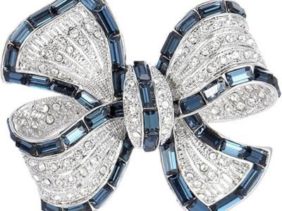 YeapYeap Bow Brooches for Women Girl - Austrian Rhinestone Scarf Pin