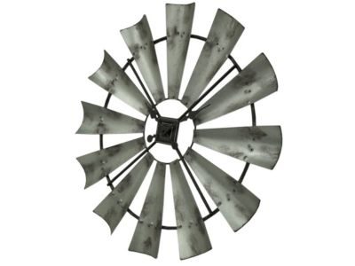 Zeckos Distressed Metal Windmill Wall Clock Décor 30 inch