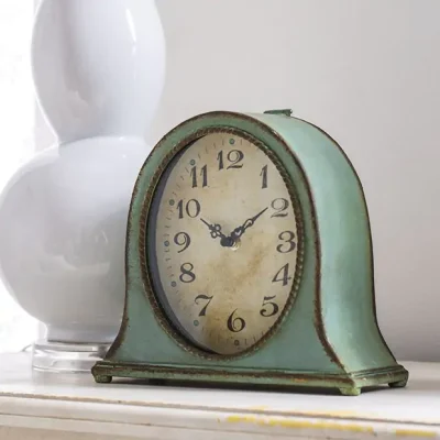 Distressed Metal Table Clock