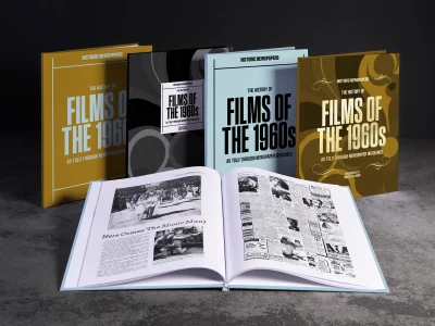 Films of the 1960s history book featuring original newspaper coverage of classic movies