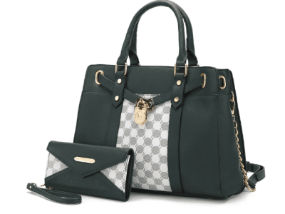 MKF Collection Christine Circular Print Vegan Leather Women's Satchel Handbag & Wristlet Wallet