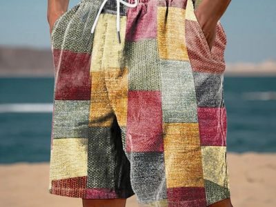 Mens Shorts Casual Shorts Trend Printed Casual Vintage Plaid Vacation Beach Pants Loose Shorts For Men Summer Beach Stretch Shorts